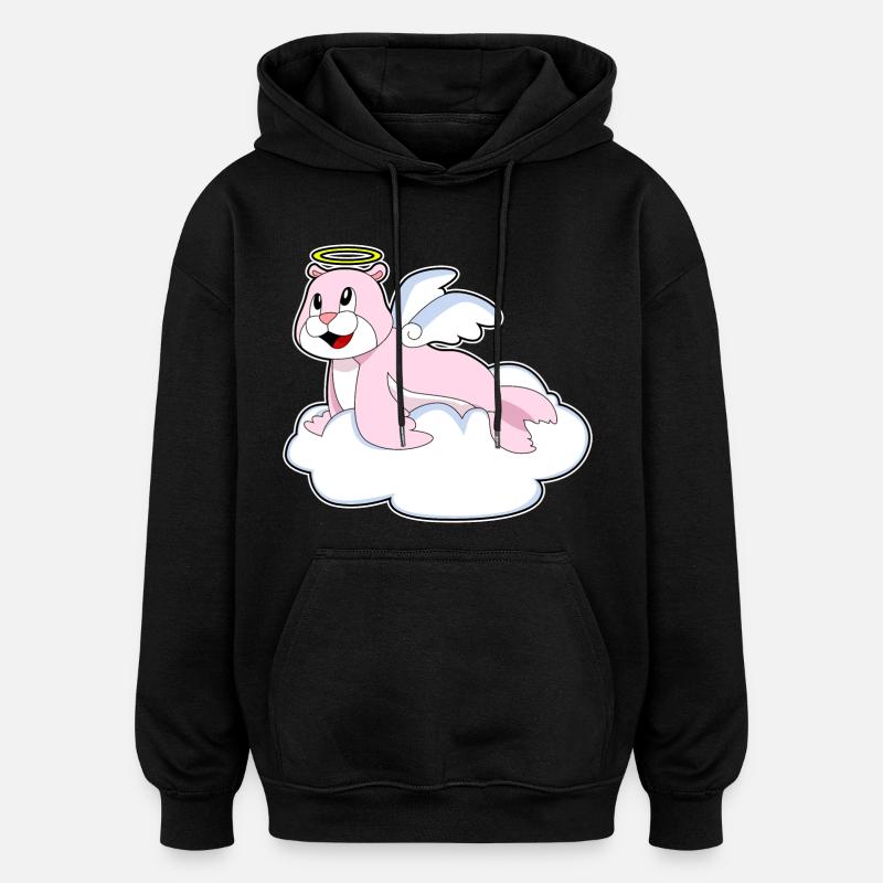 Nuages de phoque Ange - Sweat à capuche oversize unisexe - noir
