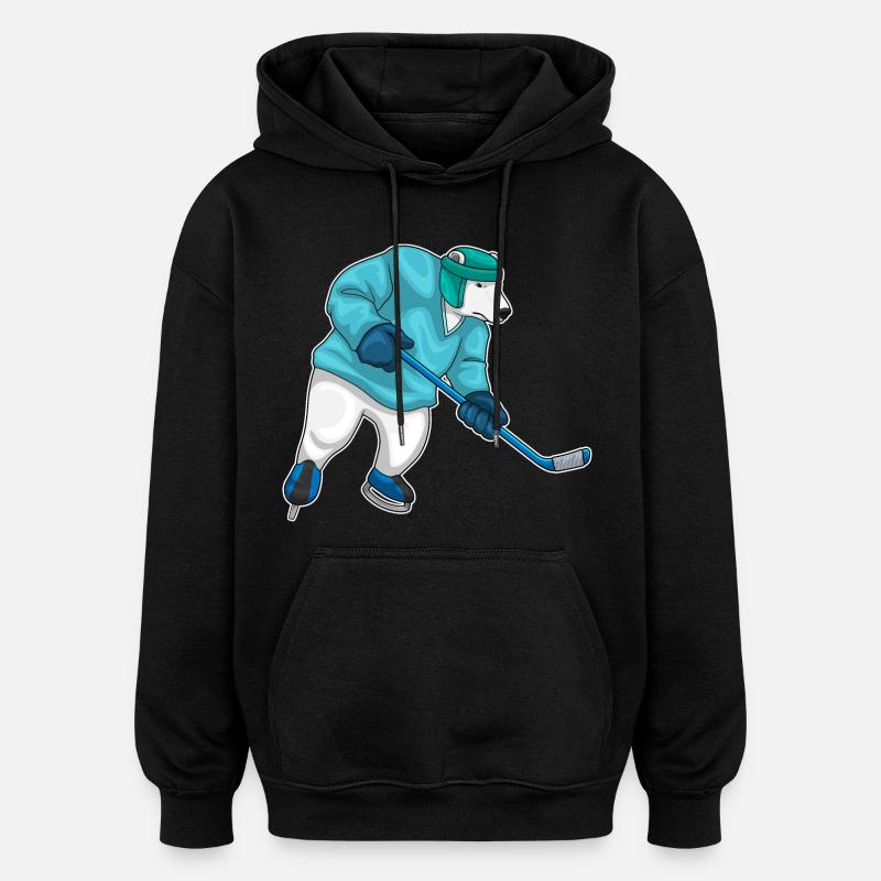 Eisbär Eishockey Eishockeyschläger - Oversized Unisex Hoodie - Schwarz