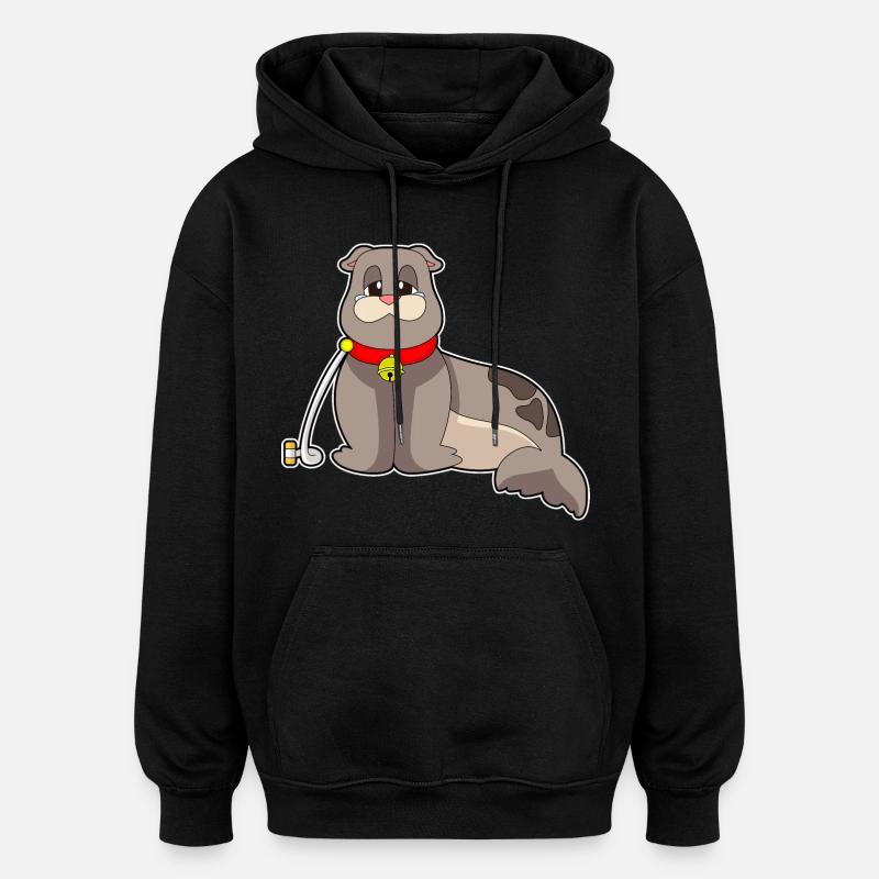 Collier de sceau - Sweat à capuche oversize unisexe - noir