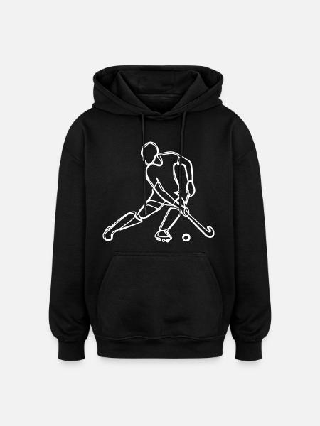 Field Hockey Drawing - Oversized Unisex Hoodie - black