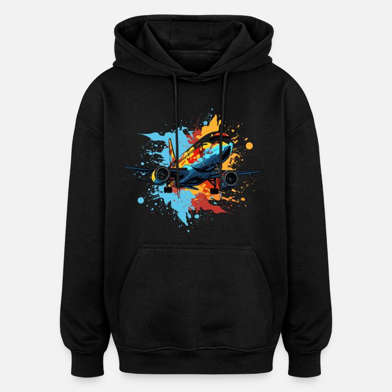 Flugzeug Graffiti - Oversized Unisex Hoodie - Schwarz