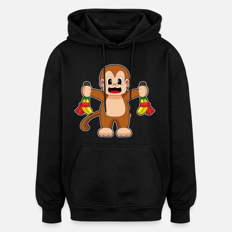 Singe Banane Anniversaire - Sweat à capuche oversize unisexe - noir