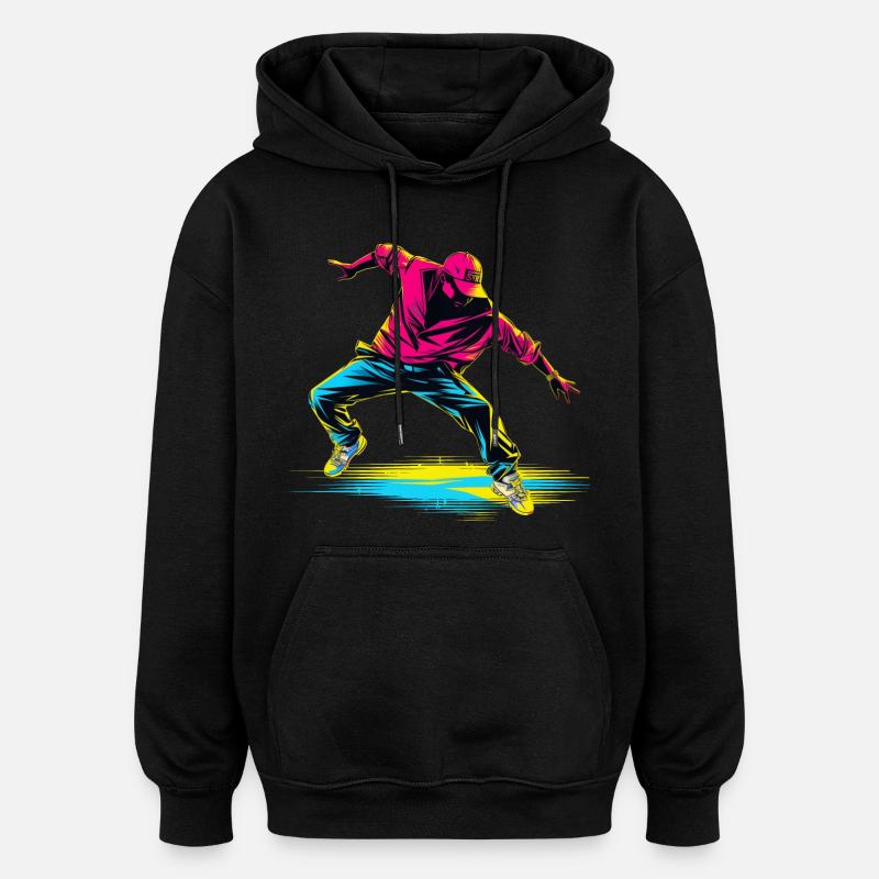 Breakdance Rétrowave - Sweat à capuche oversize unisexe - noir