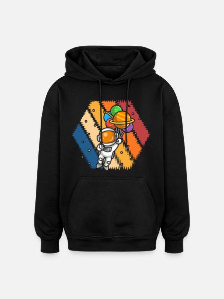 Astronaut Balloon Galaxy Splash - Oversized Unisex Hoodie - black
