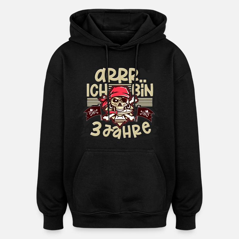 3ème anniversaire Pirate - Sweat à capuche oversize unisexe - noir
