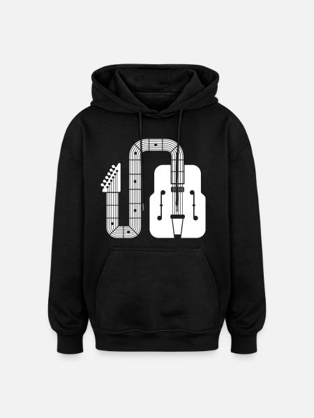 Abstract Shape Retro Guitar - Oversized Unisex Hoodie - black