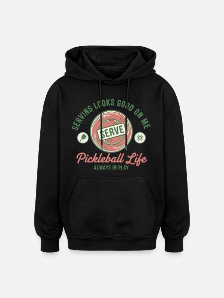 Pickleball Divertente Giocatore Adora il campo da pickleball - Felpa con cappuccio unisex oversize - nero