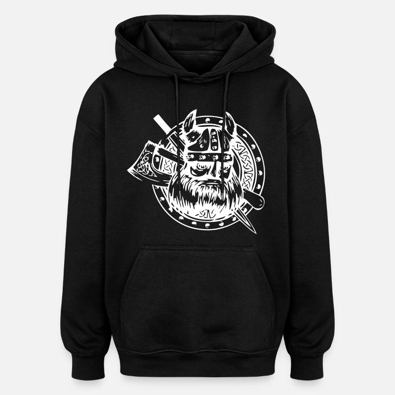 Viking - Sweat à capuche oversize unisexe - noir