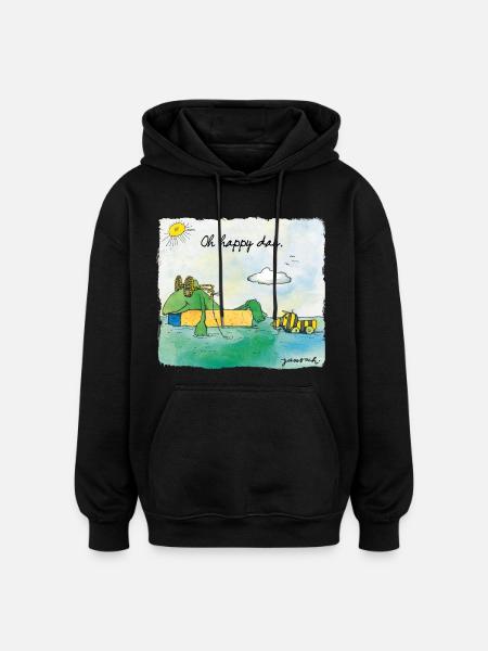 Janosch Günter Kastenfrosch & Tigerente Happy Day - Oversized Unisex Hoodie - Schwarz