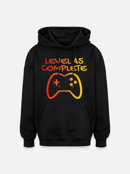 45th Birthday Level 45 Complete - Oversized Unisex Hoodie - black
