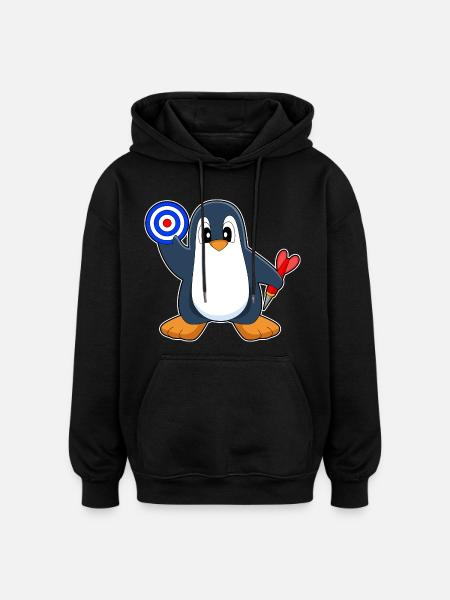 Cible de fléchettes Penguin Dart - Sweat à capuche oversize unisexe - noir