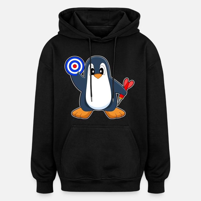 Cible de fléchettes Penguin Dart - Sweat à capuche oversize unisexe - noir