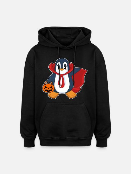 Penguin Halloween Vampire - Oversized Unisex Hoodie - black