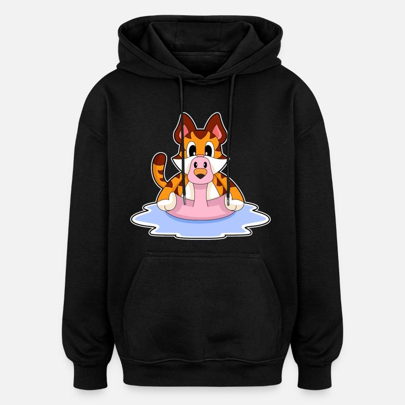Flamant rose tigré - Sweat à capuche oversize unisexe - noir