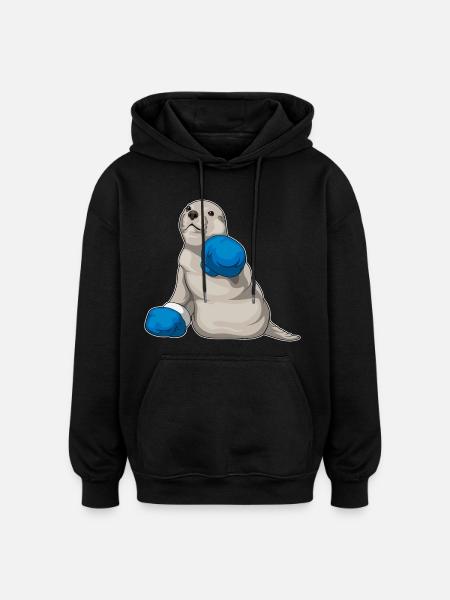 Seal Boxer Boxing Gloves Boxing - Oversized Unisex Hoodie - black