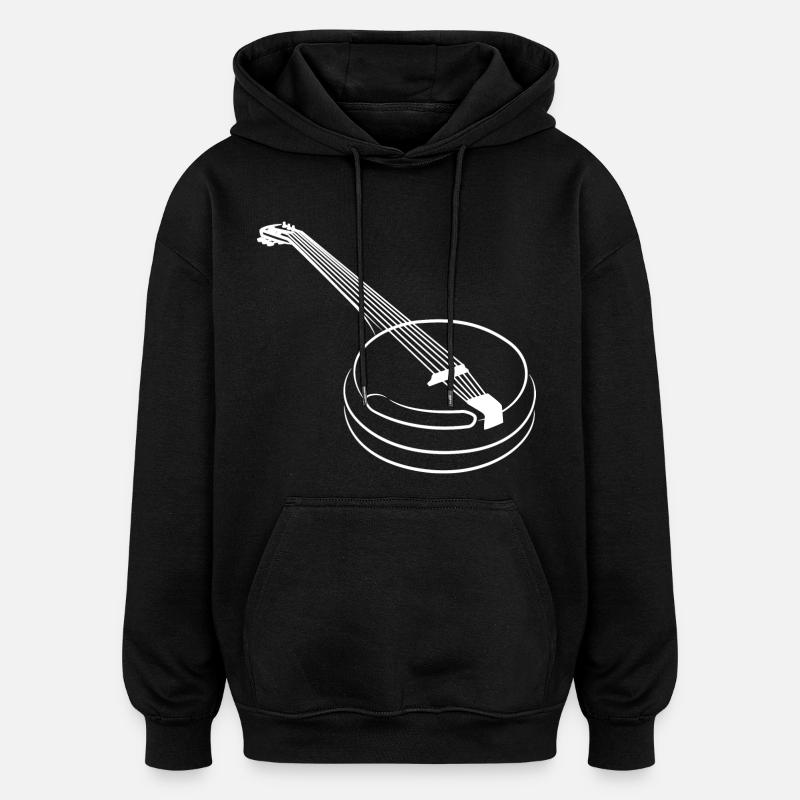 Croquis de banjo - Sweat à capuche oversize unisexe - noir