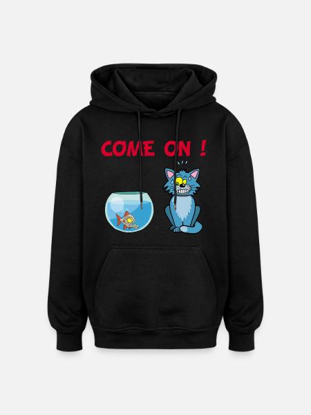 Cat and piranha - Oversized Unisex Hoodie - black