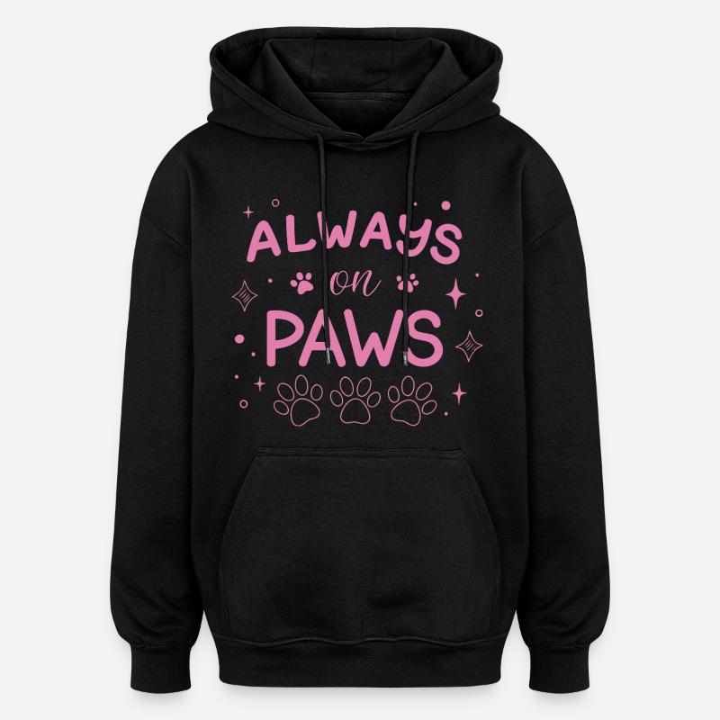 Always on Paws Rose - Sweat à capuche oversize unisexe - noir