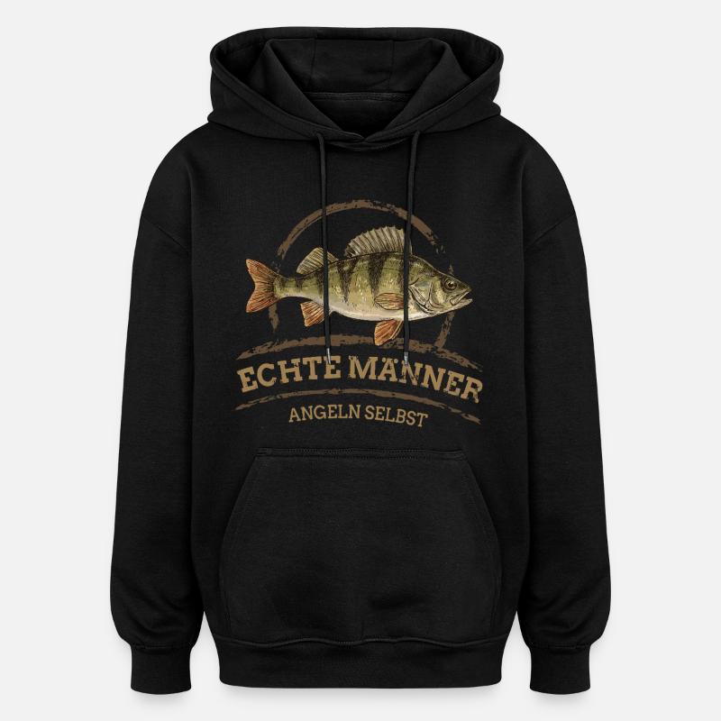 Echte Männer – Angeln Selbst -Barsch - Oversized Unisex Hoodie - Schwarz