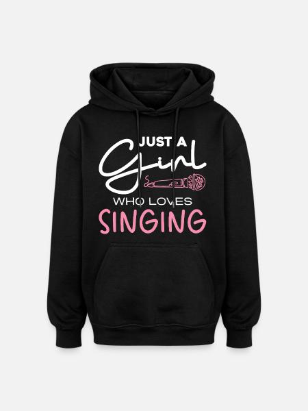 Girl Loves Singing – Microphone Motif - Oversized Unisex Hoodie - black