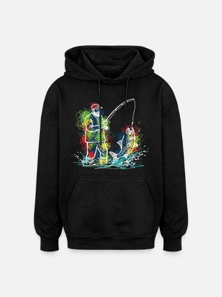 Fischerlegende Fischerfisch - Oversized Unisex Hoodie - Schwarz