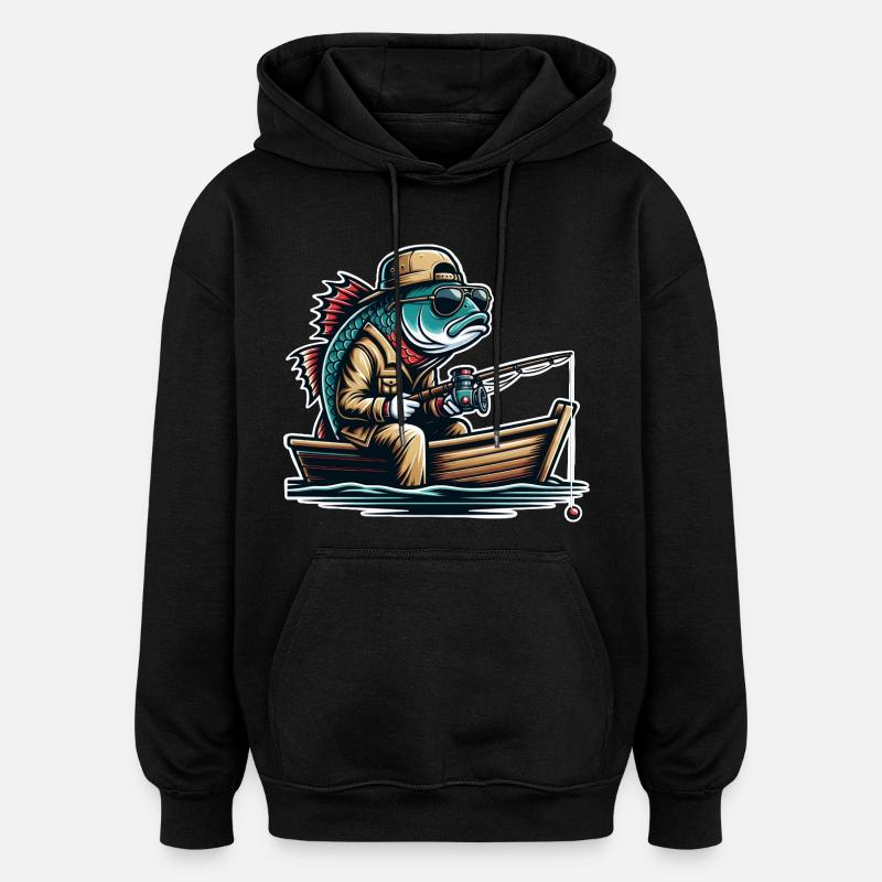 Pêcheurs à la ligne - Sweat à capuche oversize unisexe - noir