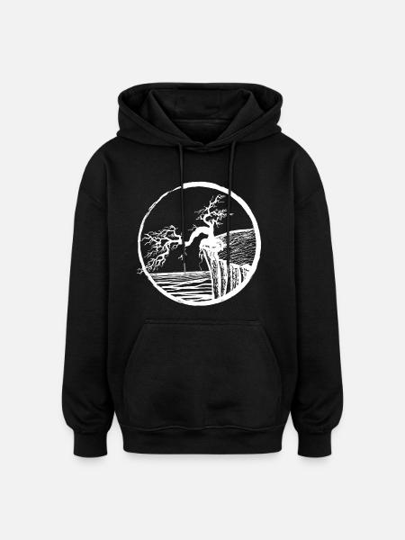 Landscape with tree on cliff edge - Oversized Unisex Hoodie - black
