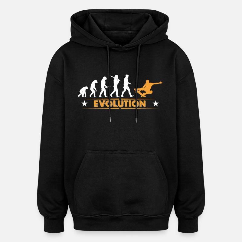 Skateboard Evolution - orange/weiss - Oversized Unisex Hoodie - black