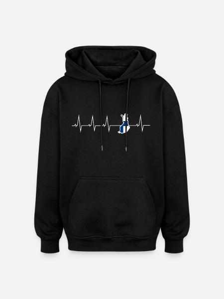I love Finland - heartbeat - Oversized Unisex Hoodie - black