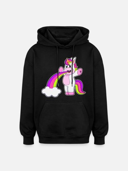 Einhorn Wolken Regenbogen - Oversized Unisex Hoodie - Schwarz