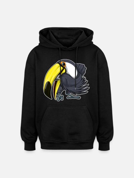 Toucan Musician Harmonica Music - Oversized Unisex Hoodie - black
