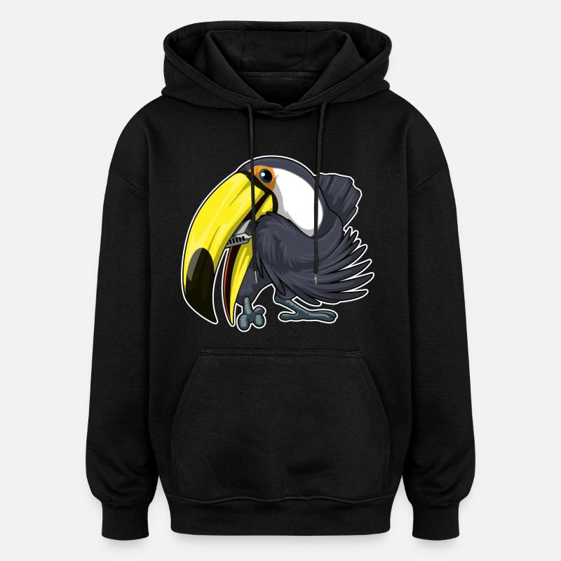 Toucan Musicien Harmonica Musique - Sweat à capuche oversize unisexe - noir