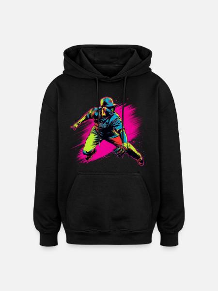 Baseball Player Steamwave - Oversized Unisex Hoodie - black