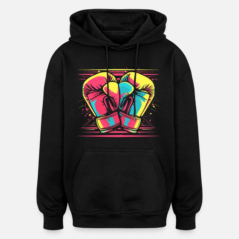 Boxhandschuhe Comic Look - Oversized Unisex Hoodie - Schwarz