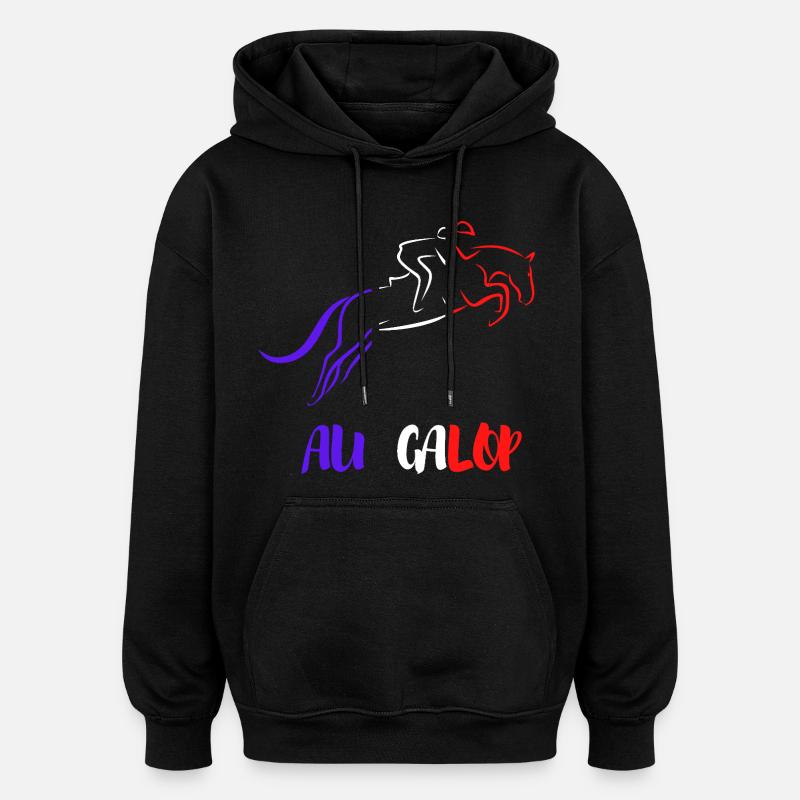 Au GALOP Bleu Blanc Rouge - Sweat à capuche oversize unisexe - noir