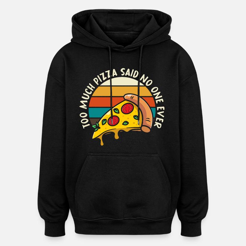 Pizza Meme Retro Sunset - Oversized Unisex Hoodie - black