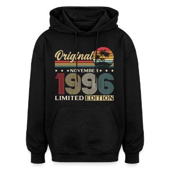 30. Geburtstag Original November Jahrgang 1996  - Oversized Unisex Hoodie - Schwarz - Vorne - Noah (186cm)