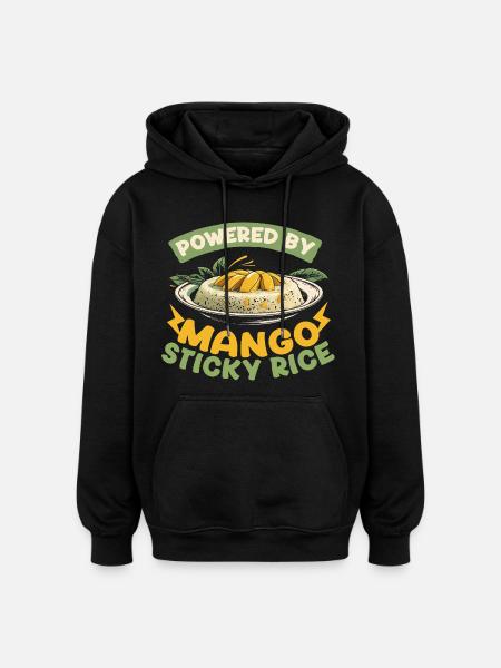 Powered By Mango Sticky Rice - Oversized Unisex Hoodie - black