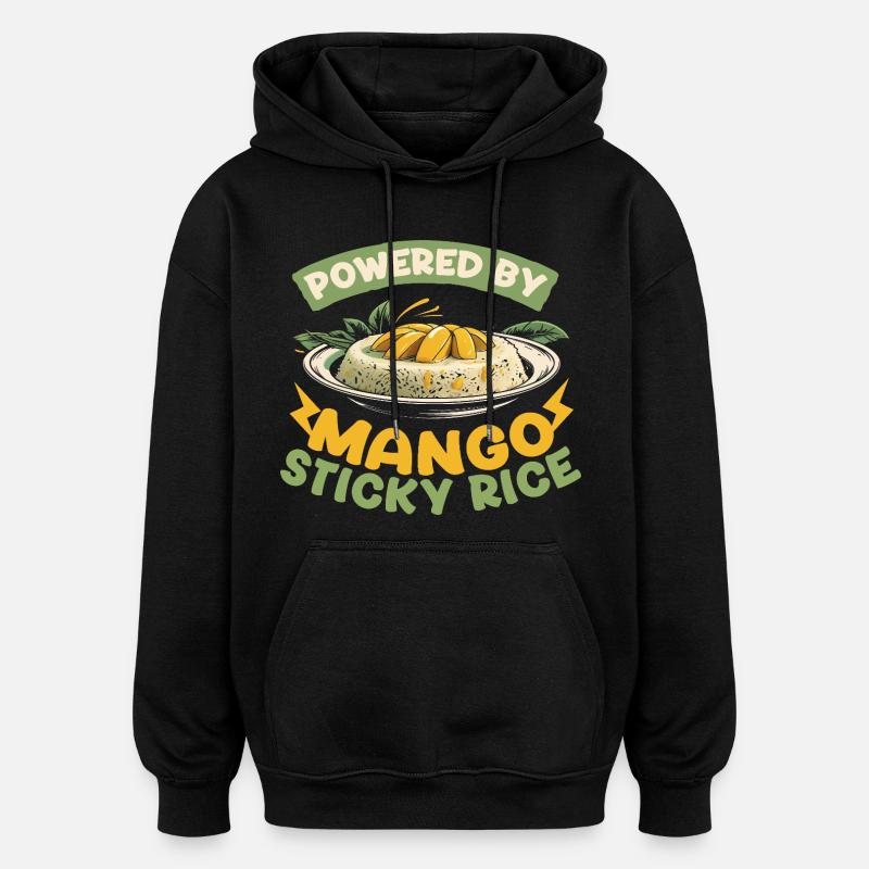 Powered By Mango Sticky Rice - Oversized Unisex Hoodie - black