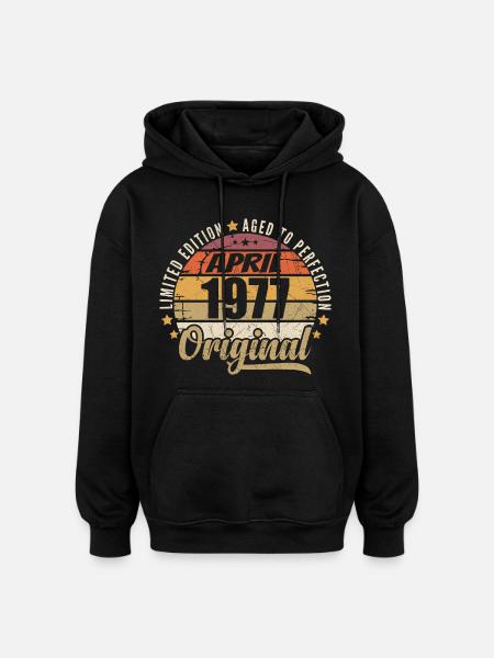 April 1977 Birthday Gift - Oversized Unisex Hoodie - black