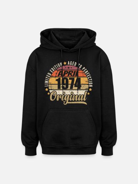 Cadeau D'anniversaire Avril 1974 - Sweat à capuche oversize unisexe - noir