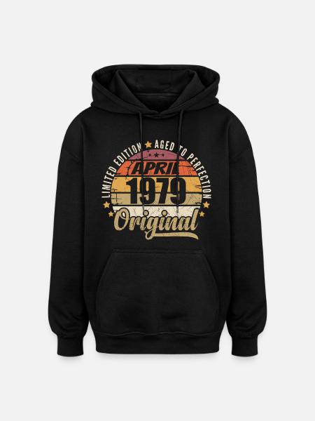 April 1979 Birthday Gift - Oversized Unisex Hoodie - black