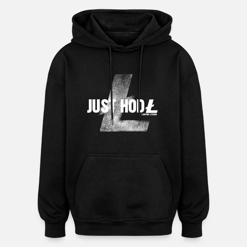 Litecoin "Just Hold" - Sweat à capuche oversize unisexe - noir