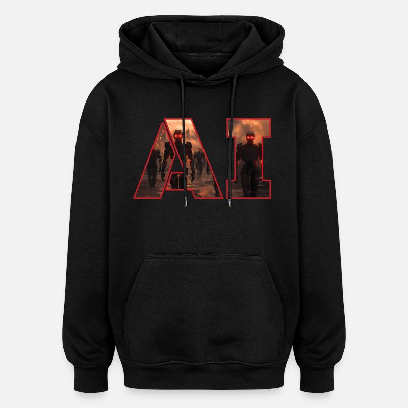 IA - Androïdes - Science-fiction - Sweat à capuche oversize unisexe - noir
