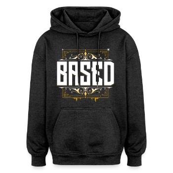 Basé Kekw LUL - Streamer Saying - Omegalul - Sweat à capuche oversize unisexe - charbon - Devant - Noah (186cm)