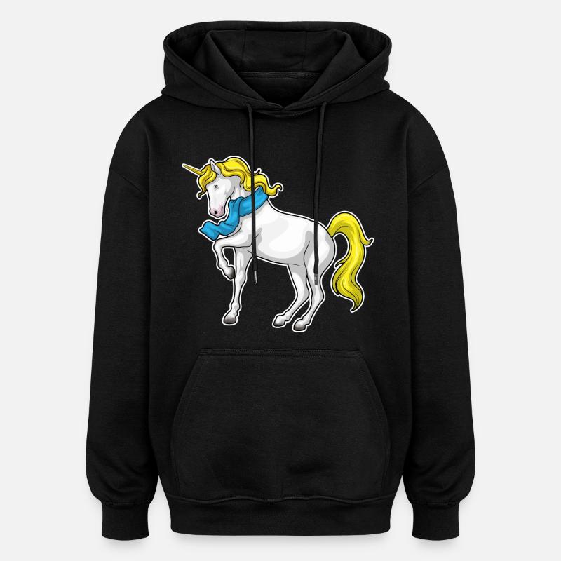 Foulard licorne - Sweat à capuche oversize unisexe - noir