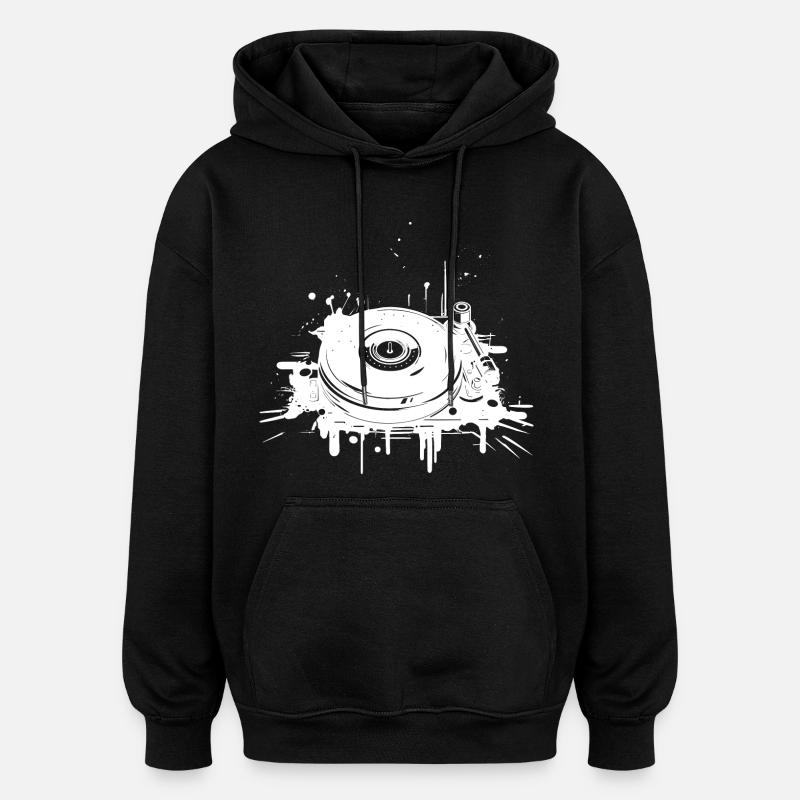 DJ Plattenspieler - Oversized Unisex Hoodie - Schwarz