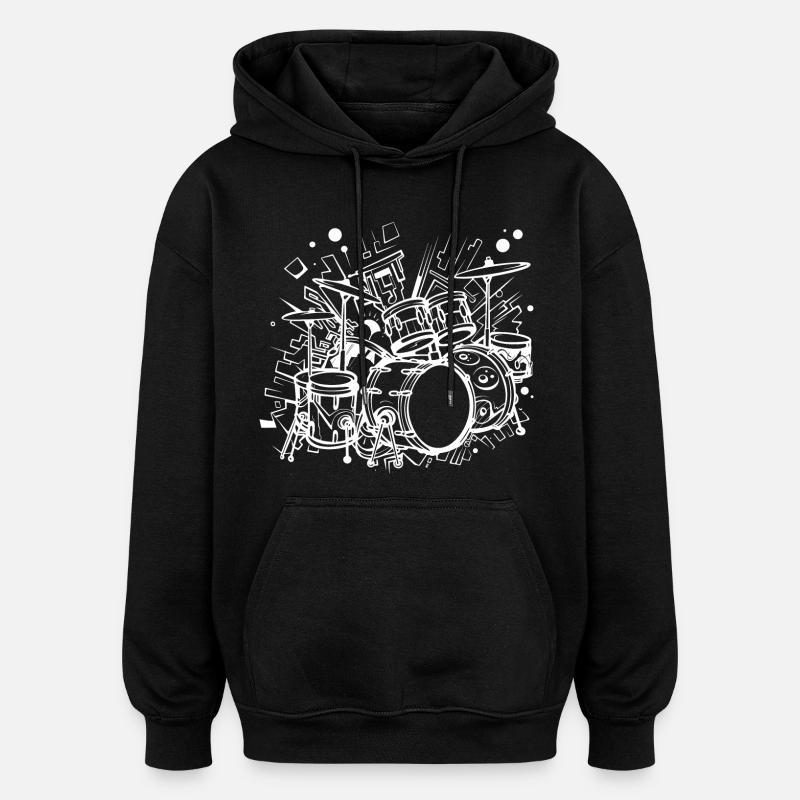 Drum Kit Line Art - Oversized Unisex Hoodie - black