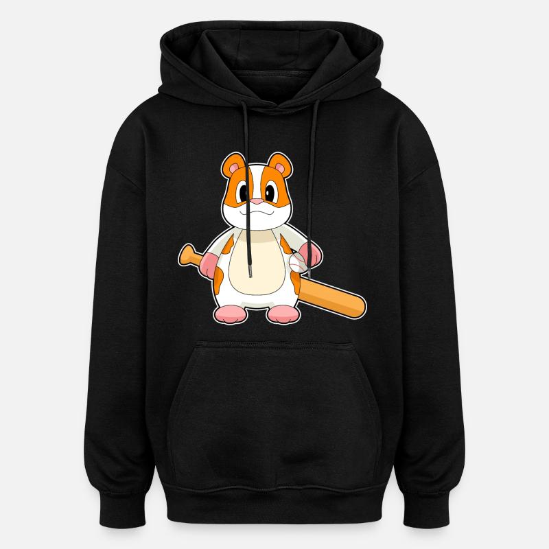 Hamster Baseball Baseballschläger - Oversized Unisex Hoodie - Schwarz