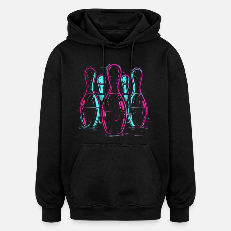 Retro Bowling Synthwave - Oversized Unisex Hoodie - black